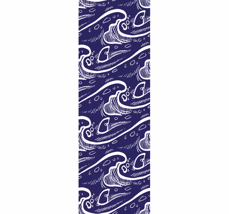 Modern roller blind with blue wave pattern design - TenStickers