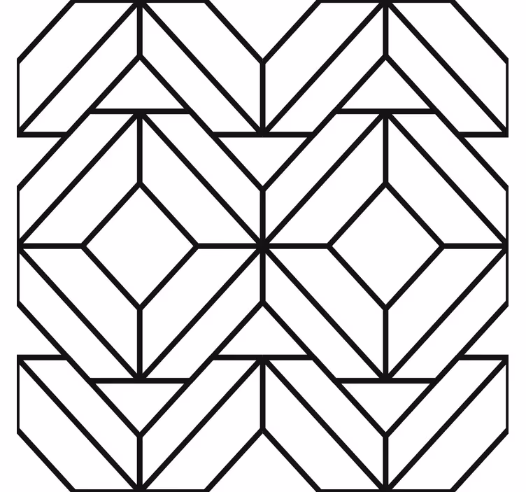 Modern roller blind black and white geometric pattern - TenStickers