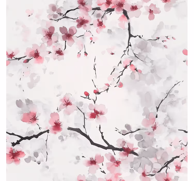 Pink roller blind in pink cherry blossom design - TenStickers