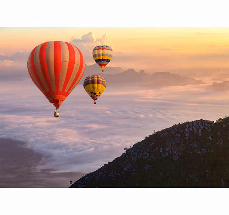 Kitchen roller blind hot-air balloons in the sky - TenStickers