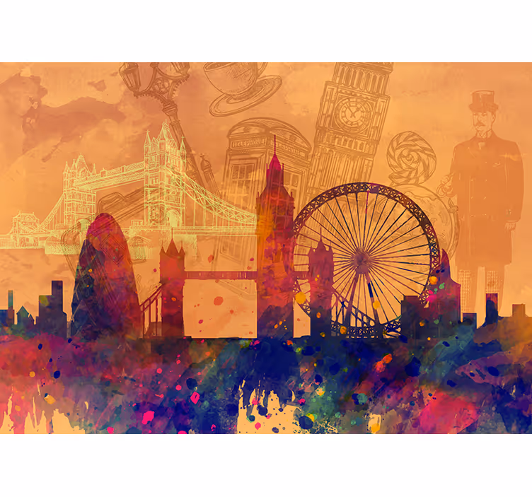 Kitchen roller blind historic skyline design - TenStickers
