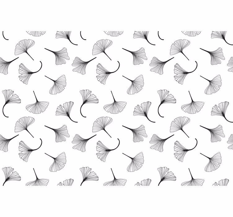 Kitchen roller blind ginkgo leaves black pattern - TenStickers
