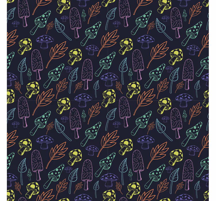 Kitchen roller blind with colorful mushrooms pattern - TenStickers