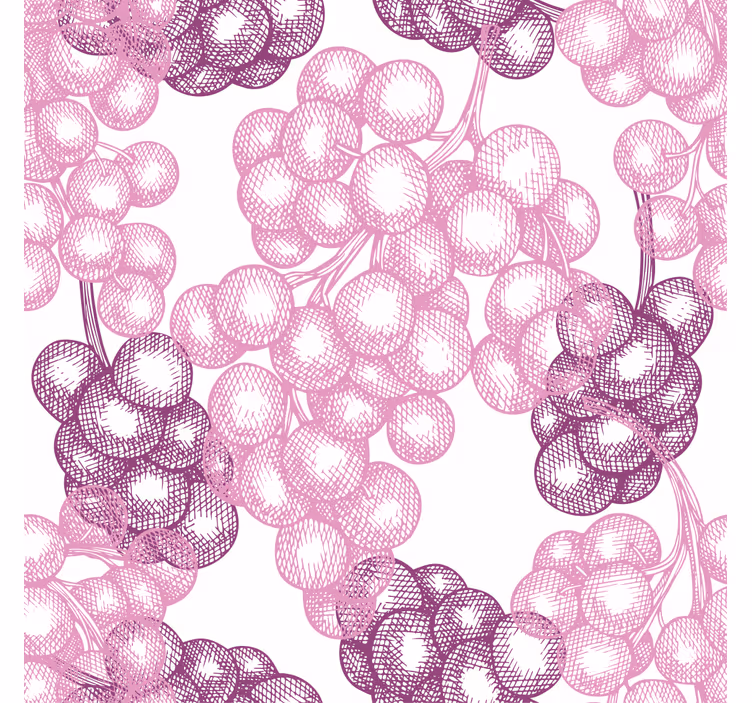 Kitchen roller blind with hand drawn pink and purple grapes - TenStickers
