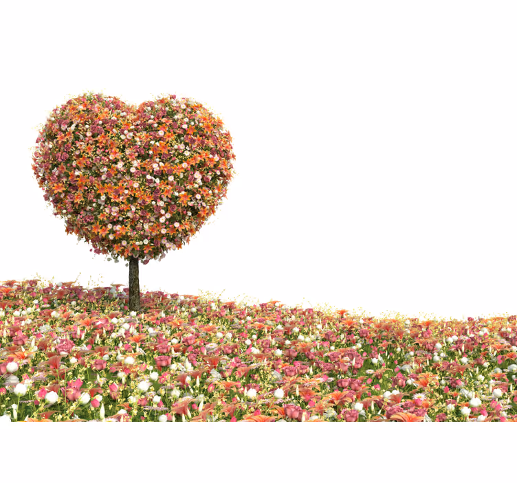 White roller blind fantasy heart tree mural - TenStickers