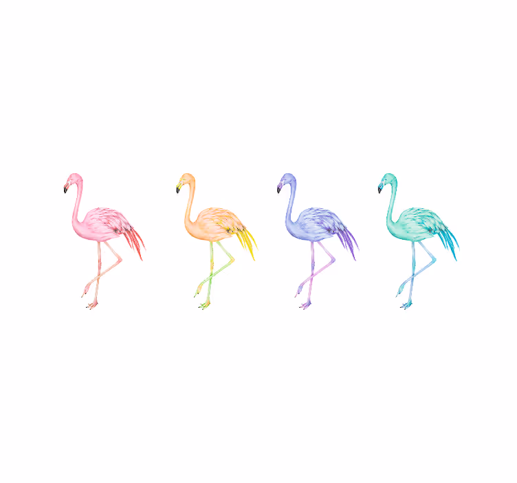 White roller blind with colorful seamless flamingos - TenStickers