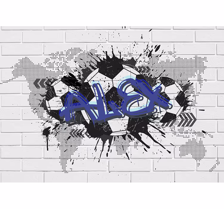 White roller blind with football graffiti design - TenStickers
