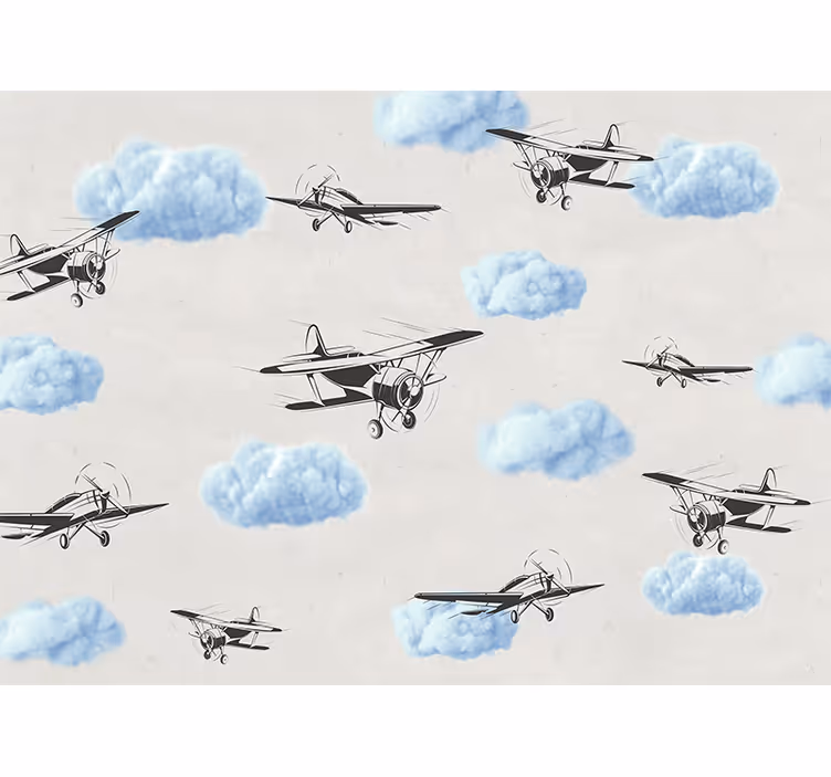 White roller blind airplanes in the sky - TenStickers