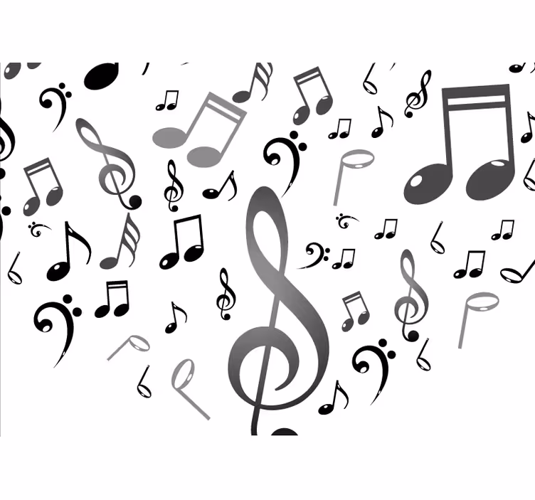 White roller blind with musical notes design - TenStickers