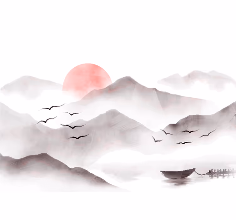 White roller blind watercolor mountains - TenStickers