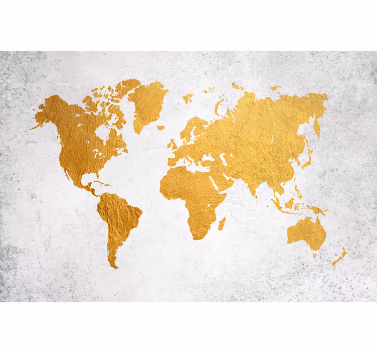 Living room roller blind golden world map - TenStickers