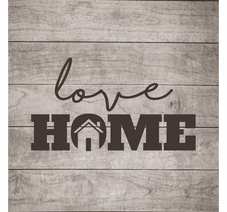 Living room roller blind love home on gray wood plank - TenStickers