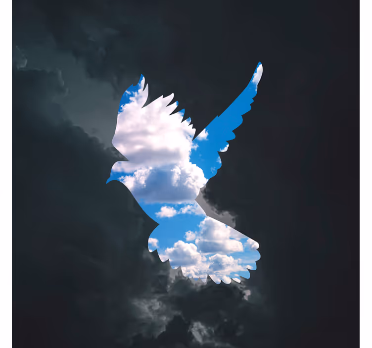 Living room roller blind dove of peace - TenStickers