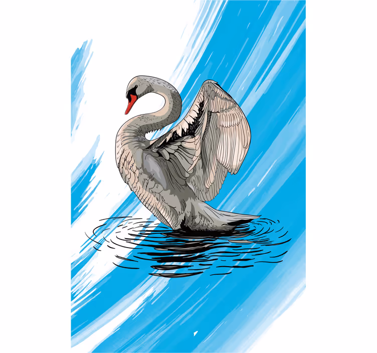 Living room roller blind draw swan design - TenStickers