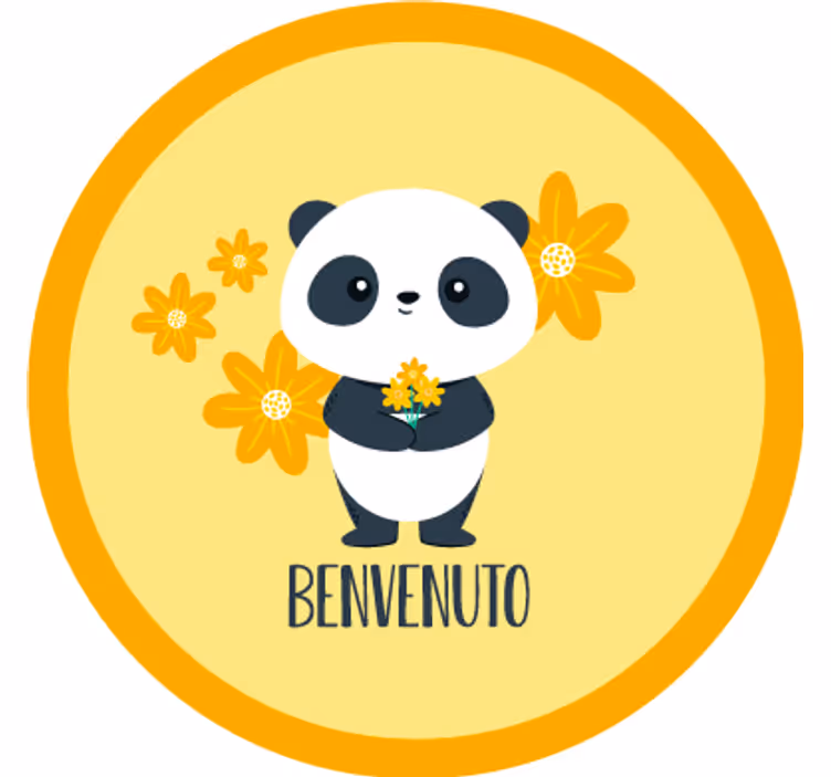 Yellow roller blind panda welcome to my room - TenStickers