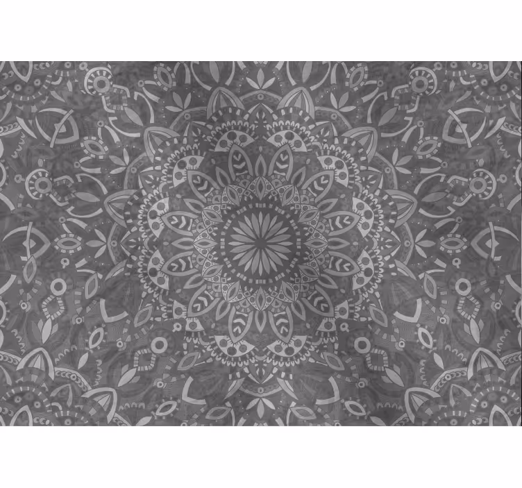 Gray roller blind with intricate mandala design - TenStickers