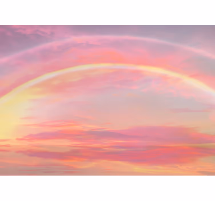Pink roller blind in a pink sky with rainbow - TenStickers