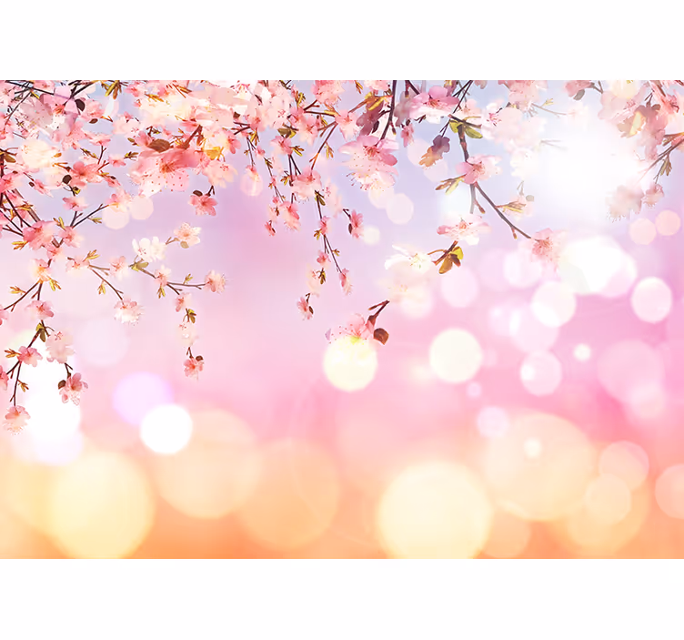 Pink roller blind cherry blossom 3d - TenStickers
