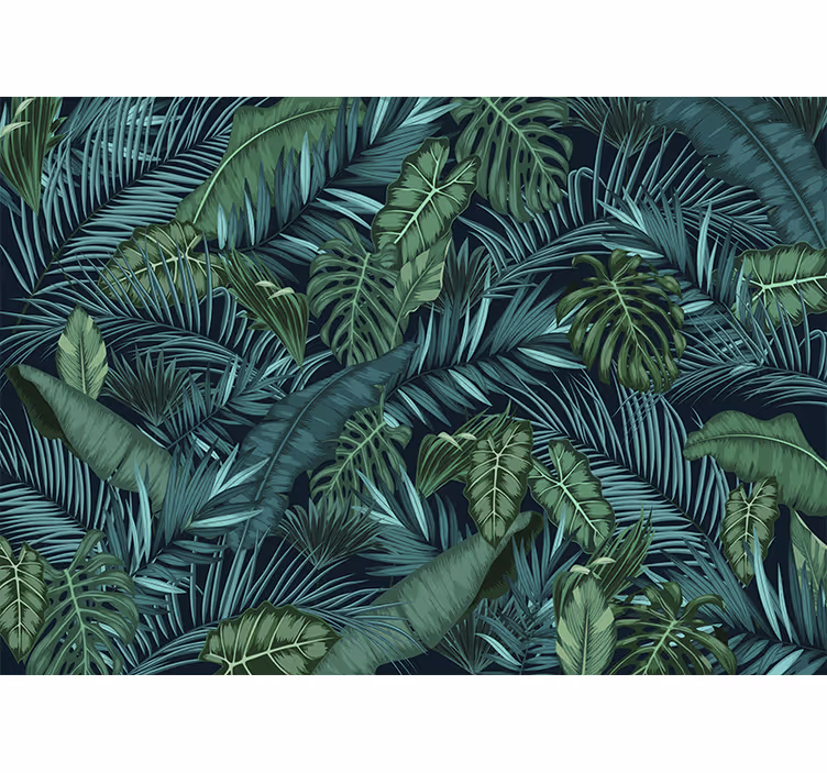 Living room roller blind jungle wallpaper - TenStickers