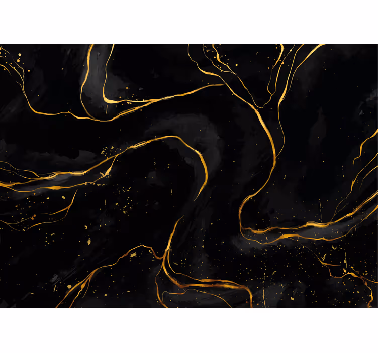 Living room roller blind in black and golden marble - TenStickers
