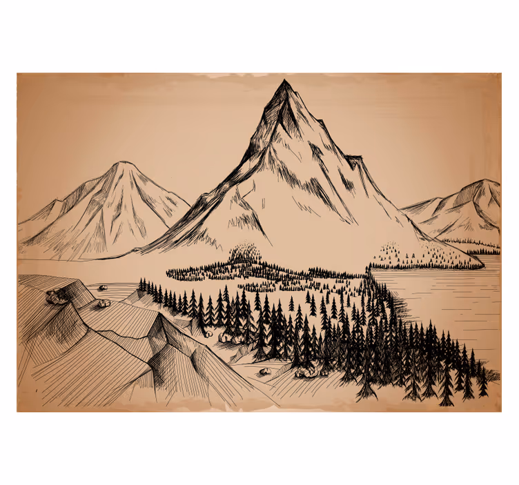 Living room roller blind forest engraving - TenStickers