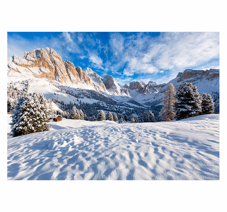 Living room roller blind snowy mountain mural - TenStickers
