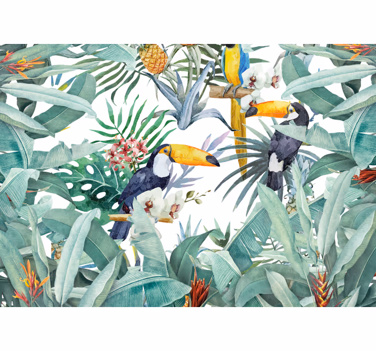 Living room roller blind painted jungle design - TenStickers