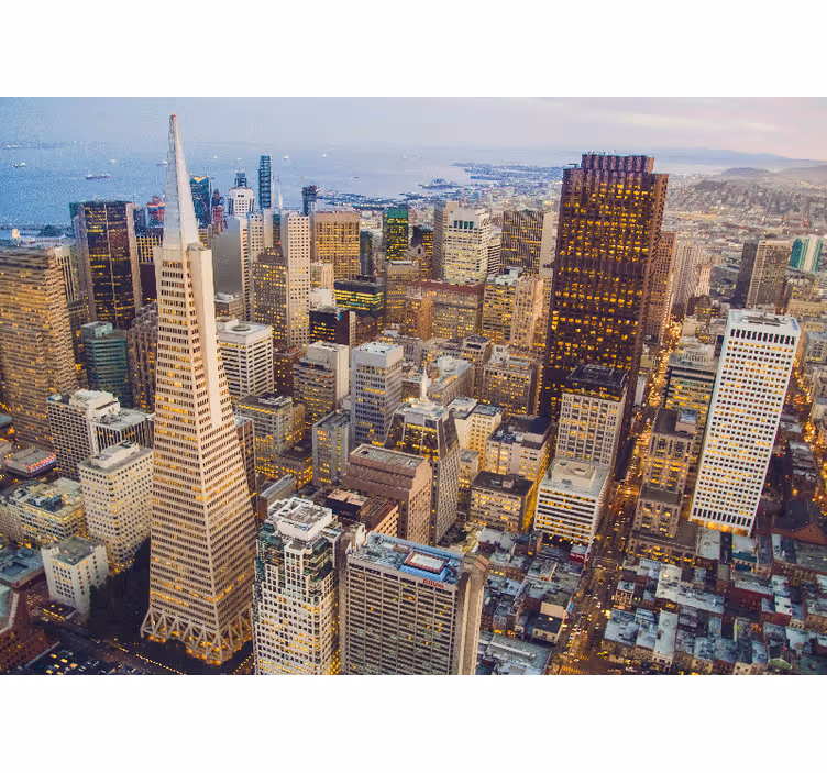 Living room roller blind inspired by san francisco's skyline - TenStickers