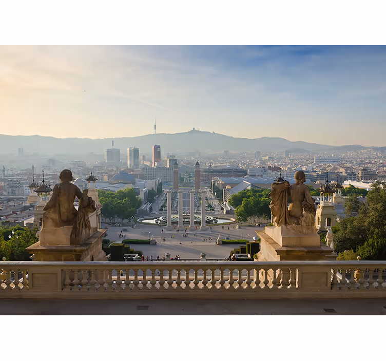 Living room roller blind barcelona montjuïc fountain - TenStickers