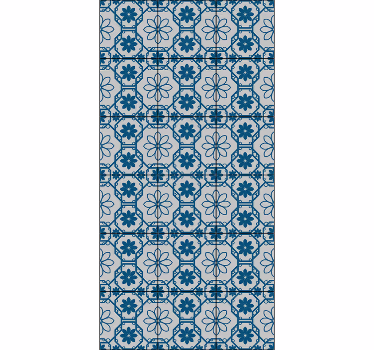 Blue roller blind floral mosaic design - TenStickers