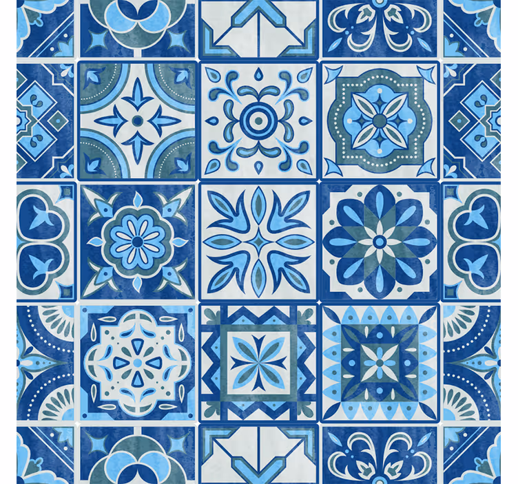 Blue roller blind in talavera blue design - TenStickers