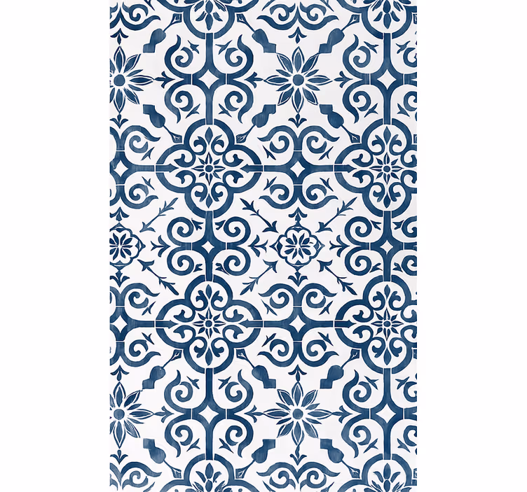 Blue roller blind in moroccan blue tile design - TenStickers