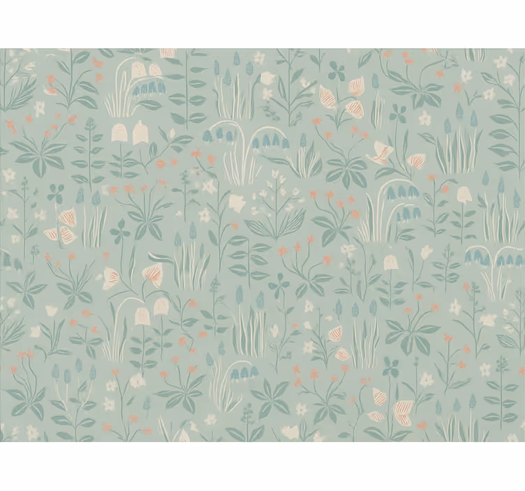 Blue roller blind scandinavian floral design - TenStickers