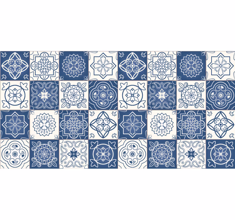 Blue roller blind blue tile design - TenStickers