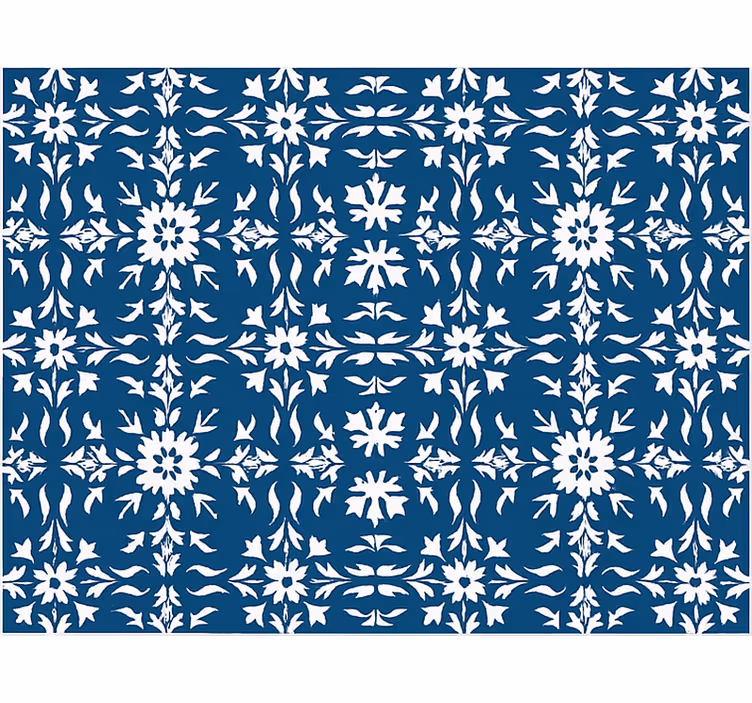 Blue roller blind with white tiled pattern - TenStickers