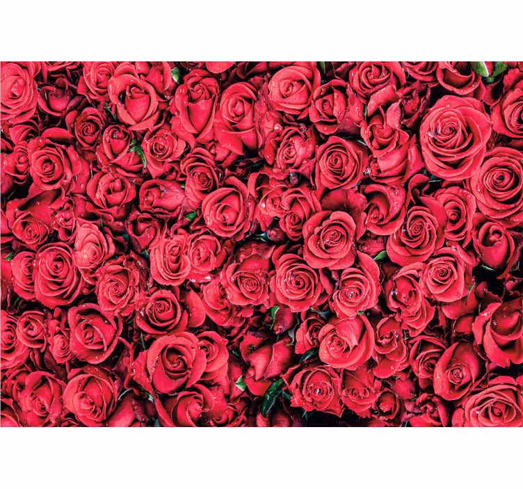 Living room roller blind red flowers textured background - TenStickers