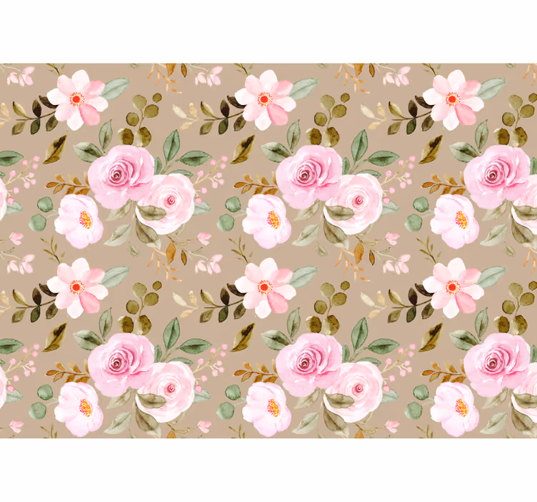 Living room roller blind with vintage beige rose pattern - TenStickers