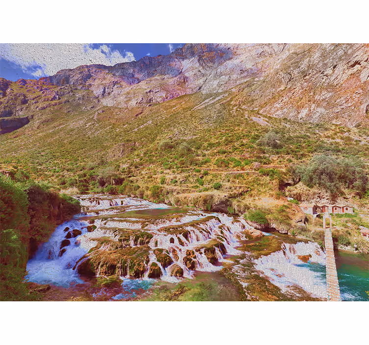 Living room roller blind huancaya waterfalls - TenStickers