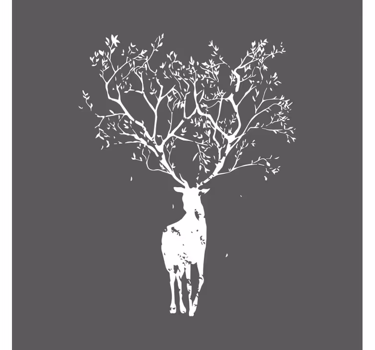 Living room roller blind tree stag design - TenStickers
