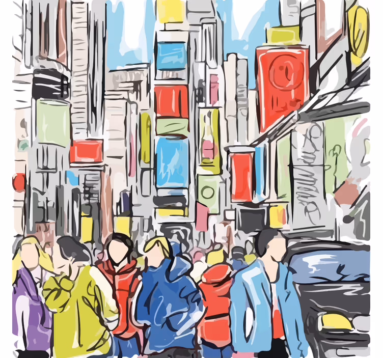 Living room roller blind new york modern people - TenStickers