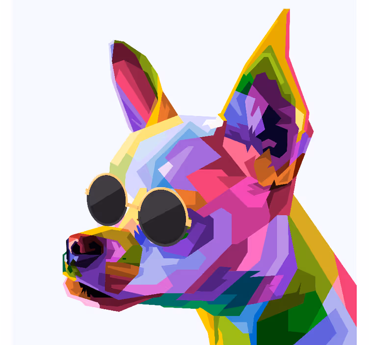 Living room roller blind multicolor chihuahua with glasses - TenStickers