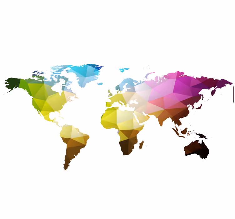 Living room roller blind triangle world map design - TenStickers