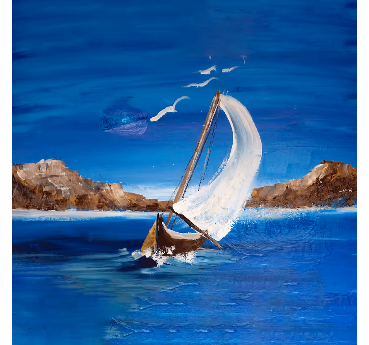 Living room roller blind sailboats design - TenStickers