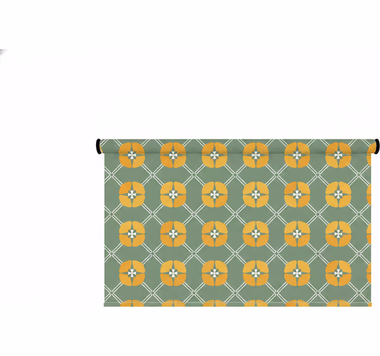 Green roller blind with vintage green floral pattern - TenStickers
