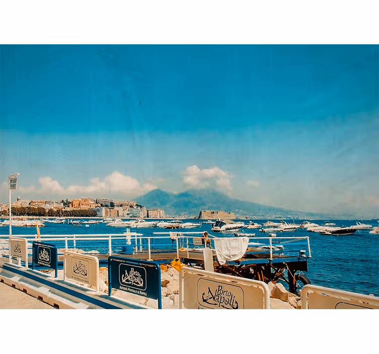 Living room roller blind vesuvius and sea naples - TenStickers
