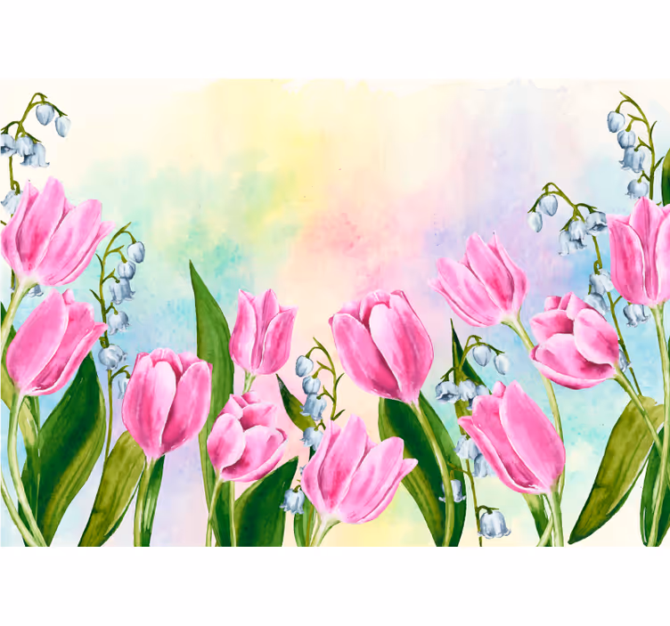 Living room roller blind with clustered tulips - TenStickers