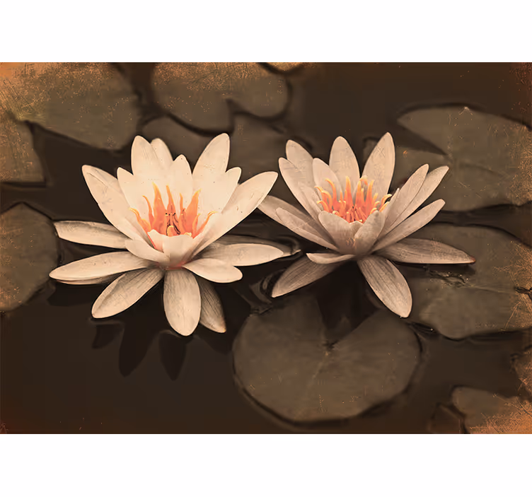 Living room roller blind vintage lotus design - TenStickers