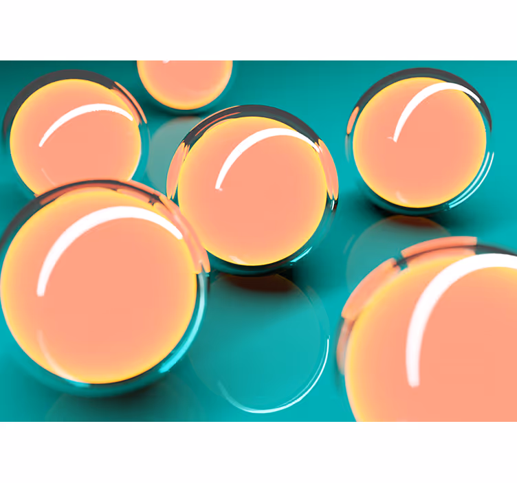 Living room roller blind 3d floating bowls design - TenStickers