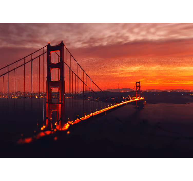 Living room roller blind golden gate red sky - TenStickers