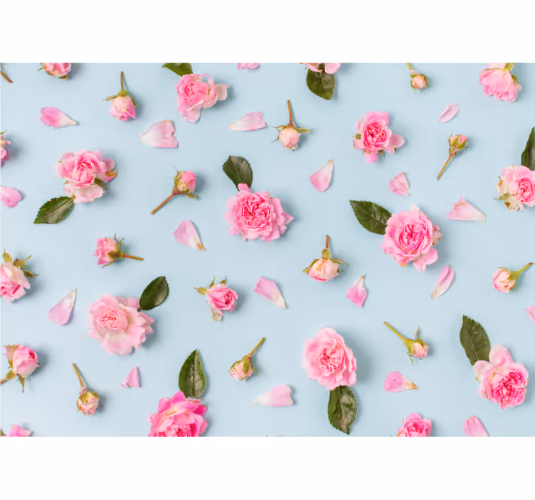 Living room roller blind with blue roses design - TenStickers
